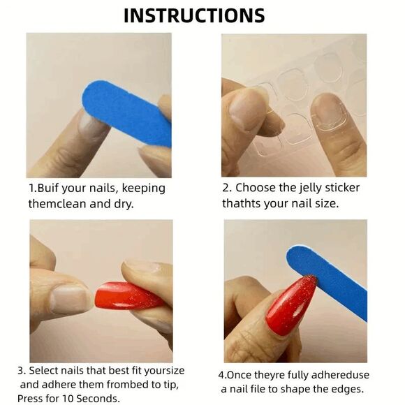 Black & Star Press On Nails - 24 Pieces - Picture 5 of 6